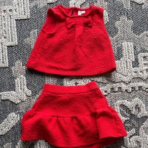 Janie and Jack Red Textured Skirt and Top Set